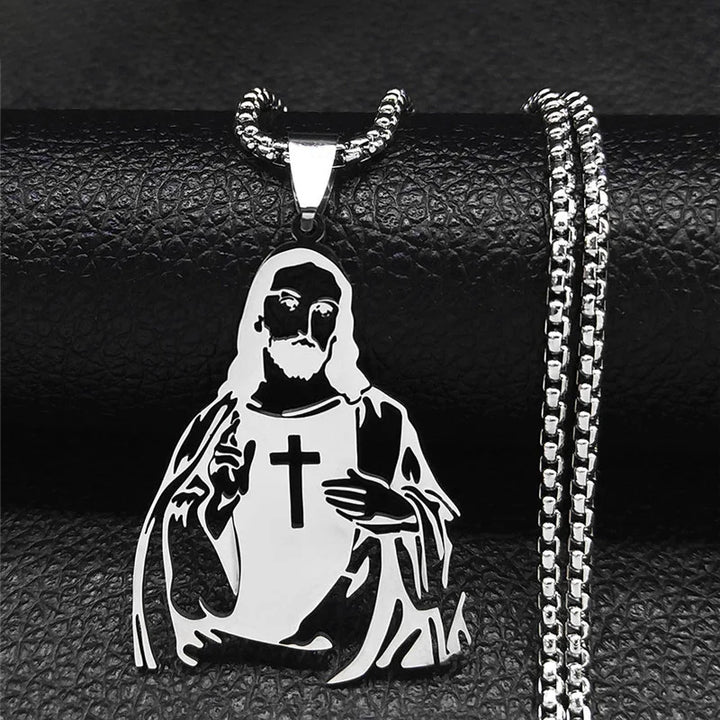 Colar-Pingente-Jesus-Prateado